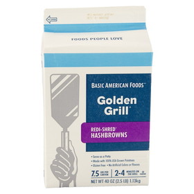Basic American Foods Golden Grill Redi-Shred Hashbrown Potato 2.5 Pound Carton - 6 Per Case