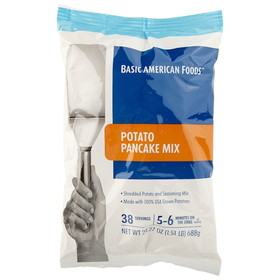 Basic American Foods Potato Pancake Mix 228 Pancakes (70G) Per Case Crispy Fresh-Shred Taste 6/24.27 Oz Pchs