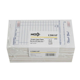 Ncco National Checking 3.5 Inch X 6.75 Inch 1 Part White 13 Line Guest Check, 10000 Each, 1 per case