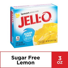 Jell-O Sugar Free Gelatin Lemon, 0.3 Ounces, 24 per case