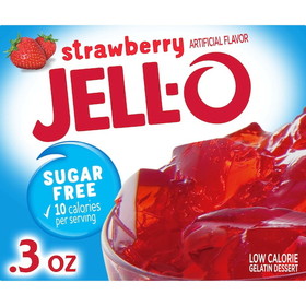 Jell-O Sugar Free Gelatin Strawberry, 0.3 Ounces, 24 per case