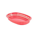 Tablecraft 10.5 Inch X 7 Inch X 1.5 Inch Red Plastic Oval Basket, 36 Each, 1 per case