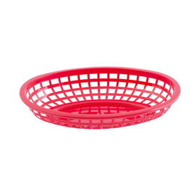 Tablecraft Classic Oval Basket, Hdpe, Red 9.375X6x1.875, 36 Each, 1 per case