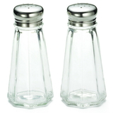 Tablecraft 3 Ounce Square Salt And Pepper Stainless Steel Top Glass Shaker 24 Per Pack - 1 Per Case