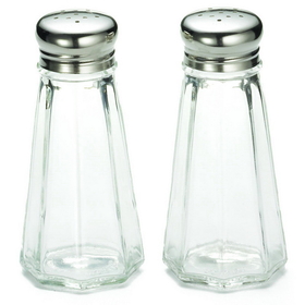 Tablecraft 3 Ounce Square Salt And Pepper Stainless Steel Top Glass Shaker, 24 Each, 1 per case