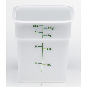 Cambro Camsquare 4 Quart Kelly Green Graduation Mark White Poly Container, 1 Each, 1 per case