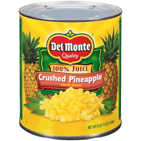 Del Monte In 100% Pineapple Juice Crushed Pineapple #10 Can - 6 Per Case