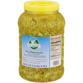 Bay Valley 1000-1230 Count 1/4 Smooth Sliced Pepperoncini 1 Gallon Per Pack - 4 Per Case