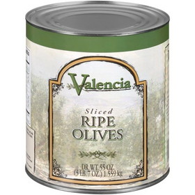 Valencia Ripe Olives Black Sliced Imported, 55 Ounces, 6 per case
