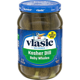 Vlasic Pickle Kosher Baby Whole Dill, 16 Fluid Ounce, 12 per case