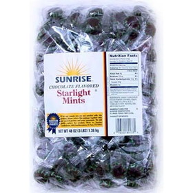 Sunrise Confections Candy Spearmint Starlights White Center Individually Wrapped, 3 Pounds, 8 per case