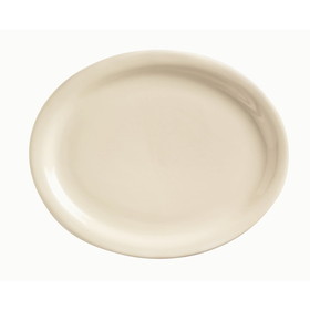 World Tableware Kingsmen White Narrow Rim Platter 9.75" X 7.5" - Cream White, 24 Each, 1 per case