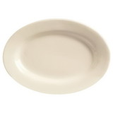 World Tableware Princess White Rolled Edge Cream White Medium Rim Oval Platter 10 3/8
