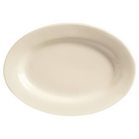 World Tableware Princess White Rolled Edge Cream White Medium Rim Oval Platter 10 3/8" X 7 3/8", 24 Each, 1 per case