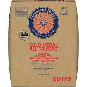 Gold Medal All Trumps Bakers High Gluten Bleached Bromated Enriched Flour, 25 Pounds, 1 per case