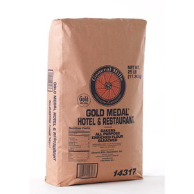 Gold Medal Hotel &amp; Restaurant Bakers All Purpose Enriched Bleached Flour, 25 Pounds, 2 per case