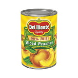 Del Monte Sliced In 100% Juice Yellow Cling Peaches 15 Ounce Can - 12 Per Case