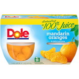 Dole In 100% Juice Mandarin Oranges 4 Ounce Plastic Bowl - 4 Per Pack - 6 Per Case