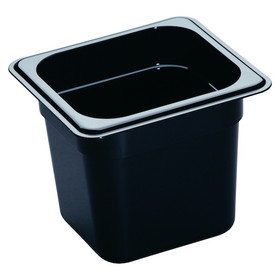 Cambro Camwear 6.375 Inch X 6.937 Inch X 6 Inch 2.4 Quart One Sixth Size Black Food Pan, 1 Each