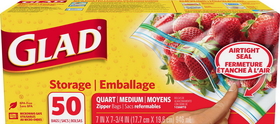 Bags Storage Quart Zipper 9-50 Count