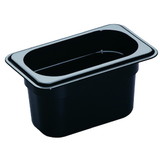 Cambro 94CW110 Camwear 4.25 Inch X 6.937 Inch X 2.5 Inch .6 Quart One Ninth Size Black Polycarbonate Food Pan, 1 Each