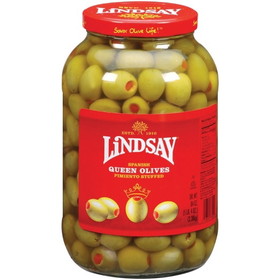 Lindsay Stuffed Olives Queen Imported 80/90, 84 Ounces, 4 per case