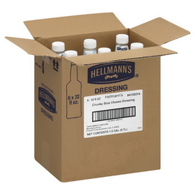 Hellmann's Classics Blue Cheese Salad Dressing Salad Bar Bottles, 32 Fluid Ounces, 6 per case