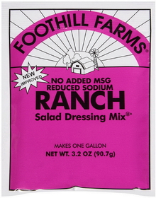 Foothill Farms No Msg Gluten Free Low Sodium Ranch Dressing Mix, 3.2 Ounces, 18 per case