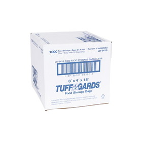 Tuffgards 8 Inch X 4 Inch X 18 Inch .6 Mil Low Density Roll Pack Easy Tear Clear Food Storage Bag, 1000 Each, 1 per case