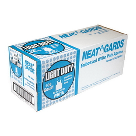 Handgards Neatgards Light Duty Embossed White Poly Apron 100 Per Pack - 1 Per Case