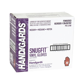 Handgards Snugfit Lightly Powdered Medium Vinyl Glove, 100 Each, 4 per case