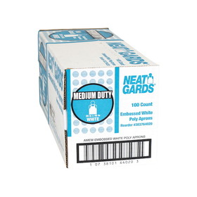 Neatgards Medium Duty Embossed White Poly Apron, 100 Each, 1 per case