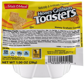 Malt O Meal Honey Graham Toasters Cereal, 1 Ounces, 96 per case