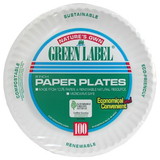 Green Label Paper Plate Green Label 9 Inch, 100 Count, 10 per case