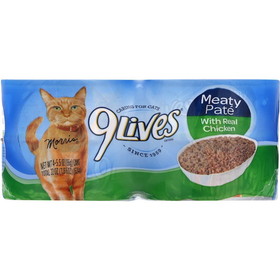 9 Lives Meaty Pate With Chicken Cat Food Singles, 22 Ounces, 6 per case
