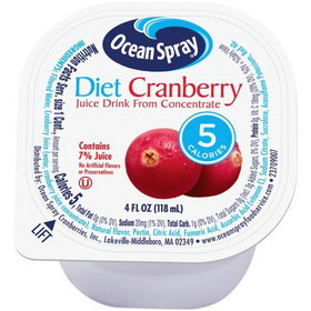 Ocean Spray No Thaw Diet Cranberry Juice 4 Fluid Ounce Cups - 48 Per Case