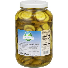 Bay Valley 320-365 Count 1/4 Crinkle Cut Sliced Fresh Pack Kosher Pickle 1 Gallon Per Pack - 4 Per Case