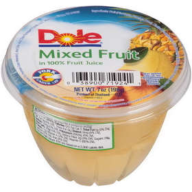 Dole In 100% Juice Mixed Fruit 7 Ounce Plastic Bowl - 12 Per Case