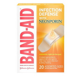 Band Aid Assorted Sizes Infection Defense With Neosporin, 20 Count, 4 per case