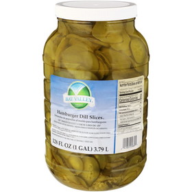Bay Valley 614-678 Count 1/8 Smooth Sliced Hamburger Dill Pickle 1 Gallon Per Pack - 4 Per Case