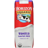 Horizon Organic 1% Reduced Fat Single Serve Vanilla Aseptic Milk, 8 Fluid Ounces, 18 per case