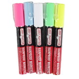 Chef-Master 5 Blue, Pink, White, Green, & Yellow Rain Proof Markers, 1 Each, 1 per case