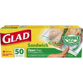 Glad Food Storage Zipper Sandwich, 50 Count, 12 per case