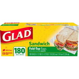 Glad Fold Top Sandwich Food Storage, 180 Count, 12 per case