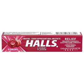 Halls Cherry Cough Drops, 9 Count, 20 Per Box, 24 Per Case