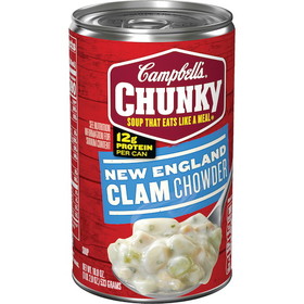 Campbell'S Chunky New England Clam Chowder Easy Open Soup 18.6 Ounce Can - 12 Per Case
