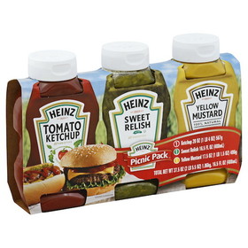 Heinz Ketchup, Relish &amp; Mustard Picnic Pack, 3.38 Pounds, 4 per case
