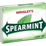 Wrigley's Spearmint Gum, 15 Piece, 10 per box, 12 per case