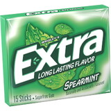 Extra Spearmint 15 Piece/Unit Single Serve Gum, 15 Piece, 10 Per Pack, 12 Per Case