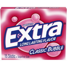 Extra 15 Piece/Unit Single Serve Classic Bubble Gum, 15 Piece, 12 per case